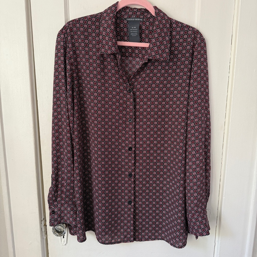Chelsea & Theodore Floral Button Down Blouse Size XL - Picture 1 of 7